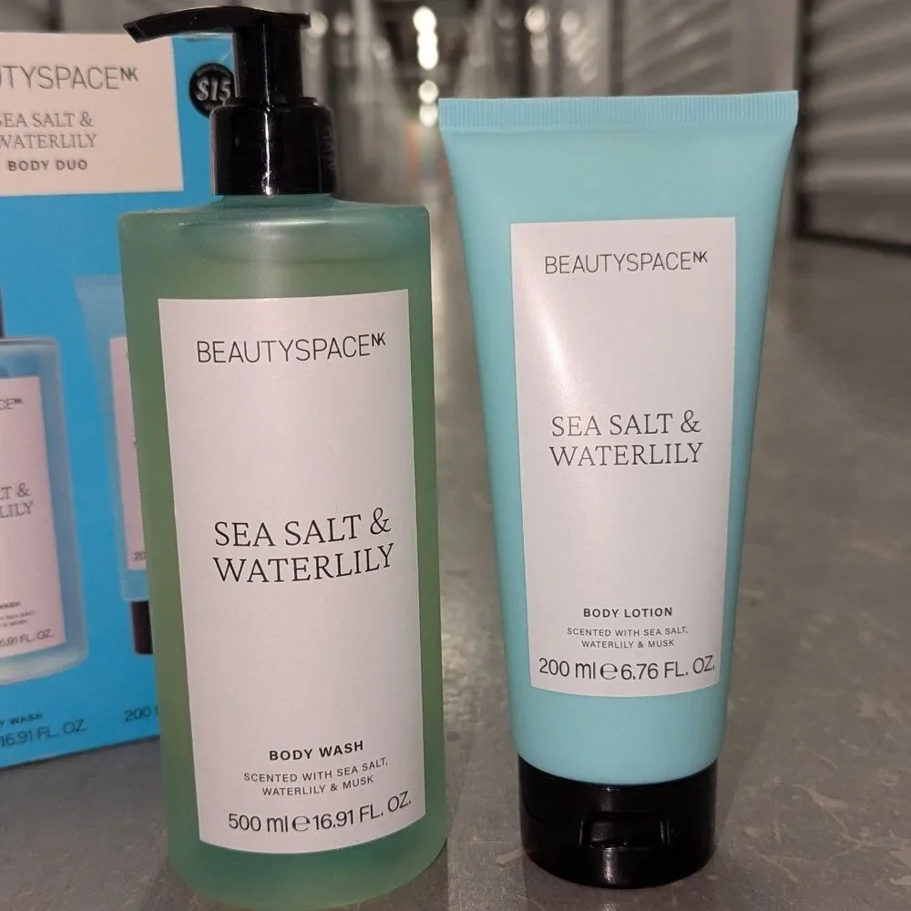 BeautySpace NK Sea Salt & Waterlily Body Wash & Lotion Duo –16.91oz & 6.76oz NIB